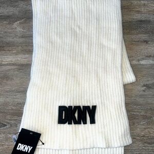 DKNY Cream Ribbed Scarf NWT